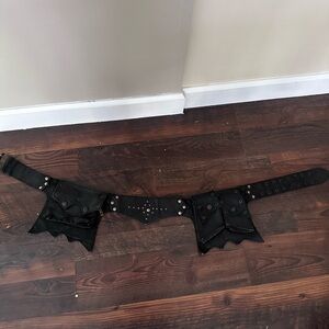 Soft Black Leather Festival/Utility Belt 43” Burning Man, Fanny Pack Unisex